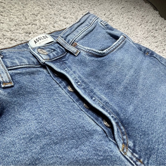 Agolde Jeans Womens 26 Riley High Rise Straight Crop Light Button Fly Streetwear - Picture 4 of 5